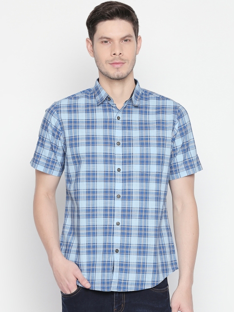 

BYFORD by Pantaloons Men Blue & White Regular Fit Checked Casual Shirt