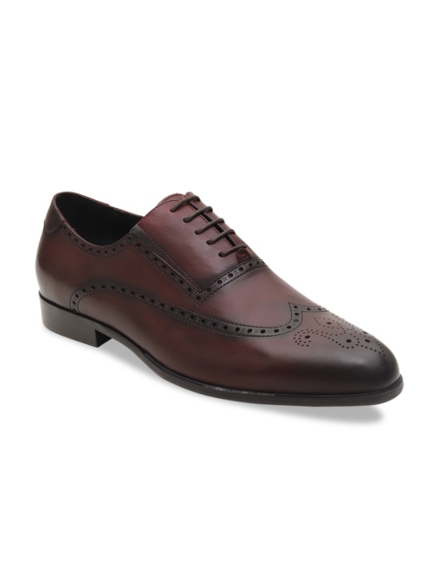 

ROSSO BRUNELLO Men Burgundy Textured Leather Formal Brogues