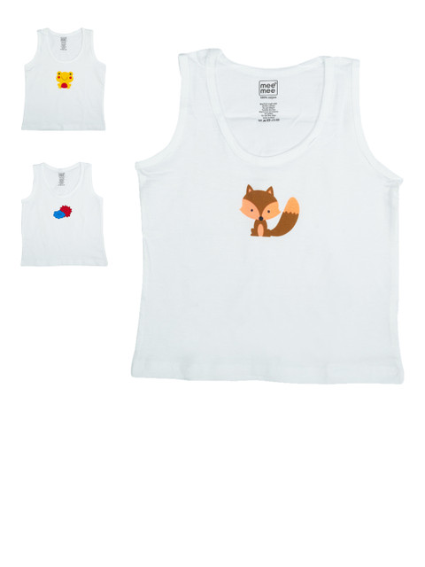 

MeeMee Infant Pack Of 3 White Printed Innerwear Vests BDF20VESTPK3