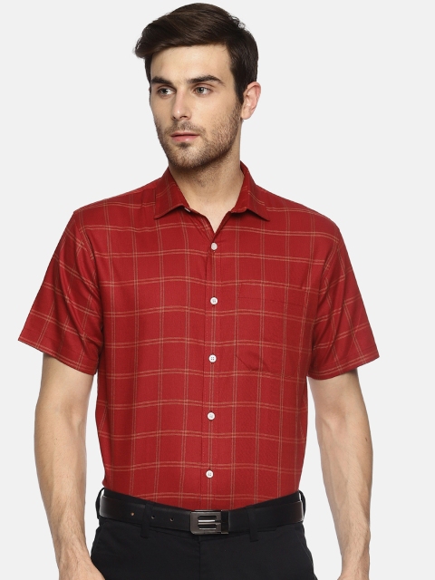 

Balista Men Red Regular Fit Checked Formal Shirt