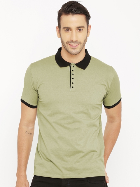

Rex Straut Jeans Men Green Solid Polo Collar T-shirt