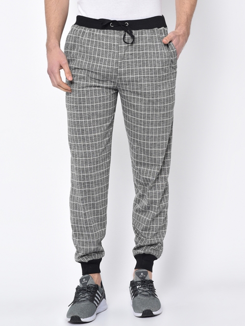 

VIMAL JONNEY Men Grey & White Checked Straight Fit Jogger