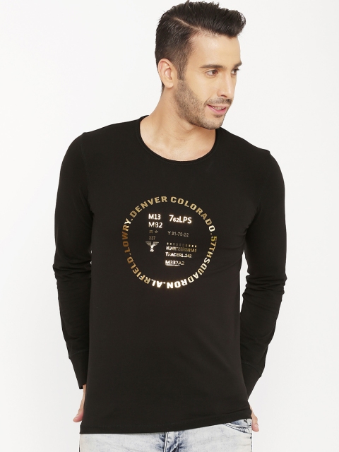 

Rex Straut Jeans Men Black Printed Round Neck T-shirt