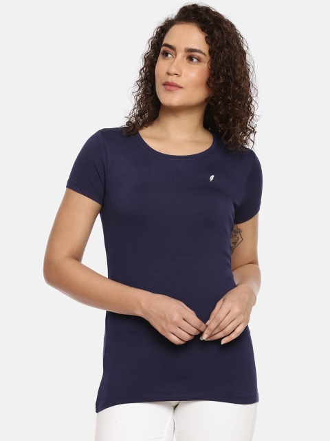 

Feather Soft Elite Women Navy Blue Solid Round Neck T-shirt