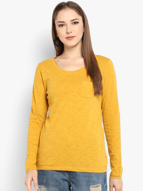 

KVL Women Yellow Solid Round Neck T-shirt