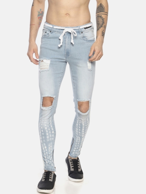 

KULTPRIT Men Blue Skinny Fit Mid-Rise Highly Distressed Stretchable Jeans