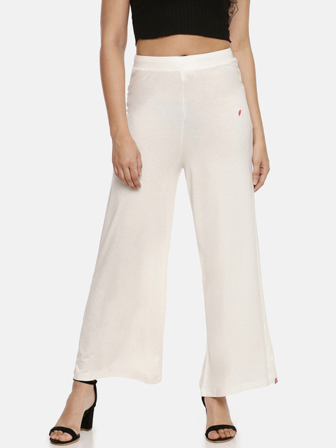 

Feather Soft Elite Women Cream-Coloured Solid Straight Palazzos