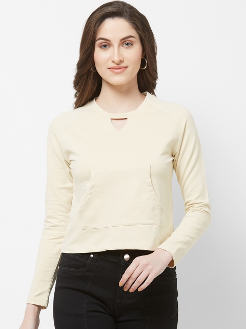 

bebe Women Cream-Coloured Solid Sweatshirt