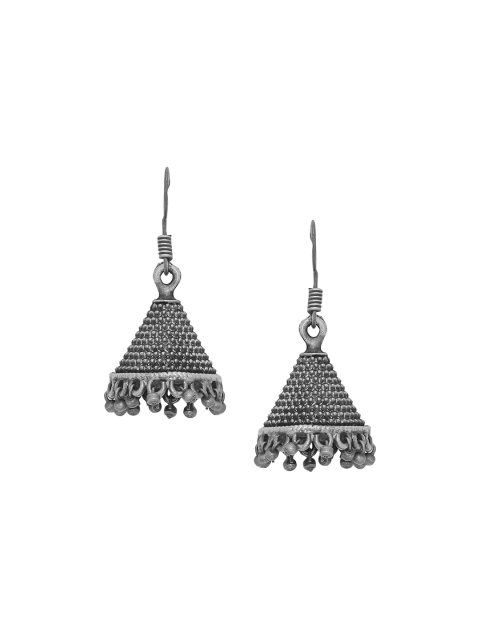 

Silvermerc Designs Silver-Toned Spherical Jhumkas