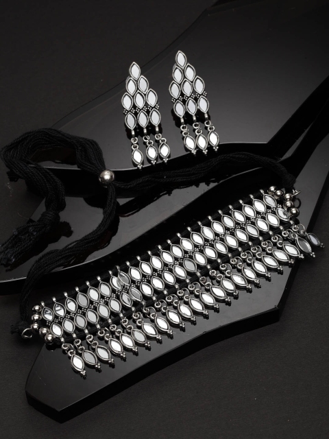 

PANASH Silver-Plated & Black Mirror Afghan Jewellery Set