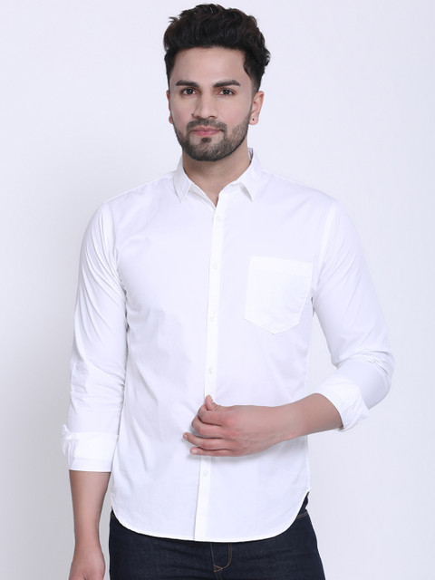 

Crosscreek Men White Slim Fit Solid Casual Shirt
