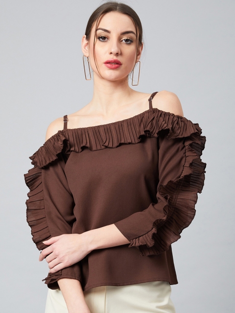 

Athena Women Brown Solid A-Line Top
