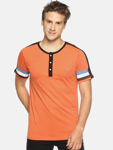 

IMPACKT Men Orange Solid Henley Neck T-shirt