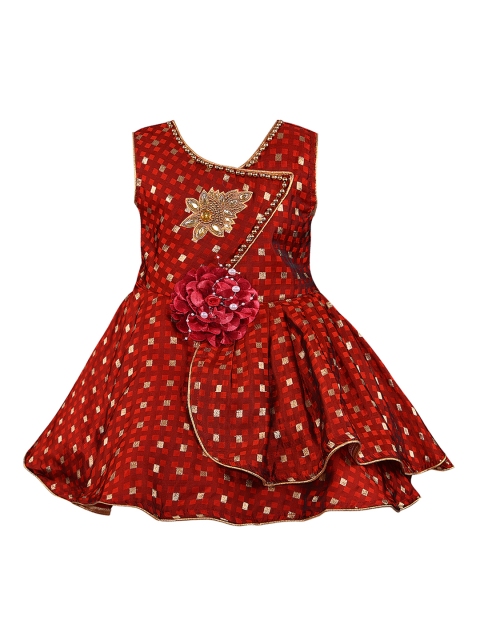 

Wish Karo Girls Maroon Embellished Fit and Flare Dress