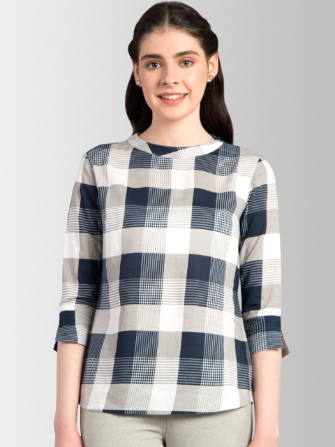 

FableStreet Women Blue & White Checked Top