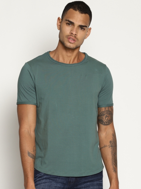 

IMPACKT Men Green Solid Round Neck T-shirt
