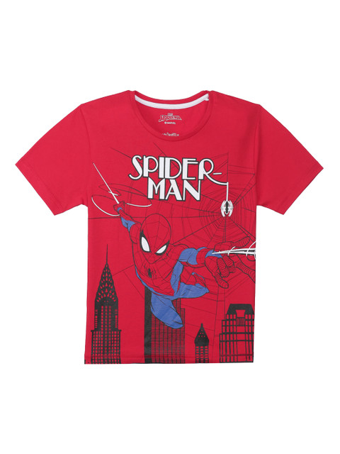 

Kids Ville Boys Red Spiderman Printed Round Neck T-shirt
