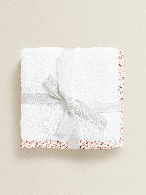 

THE BABY ATELIER Unisex Kids White & Pink Floral Pure Organic Cotton Junior Towel Set