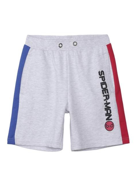 

Kids Ville Boys Grey Regular Fit Spiderman Printed Shorts, Grey melange
