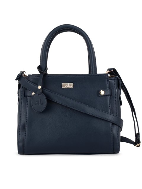 yelloe Navy Blue Solid Handheld Bag