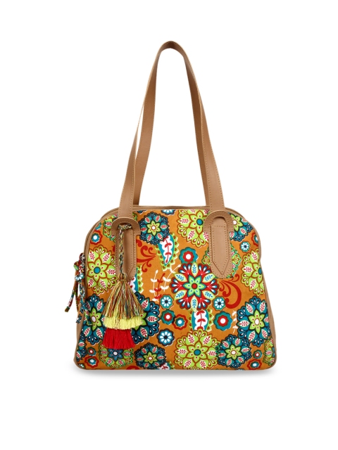 Orange & Green Printed Shoulder Bag