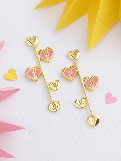 

Voylla Gold-Plated & Pink Quirky Drop Earrings