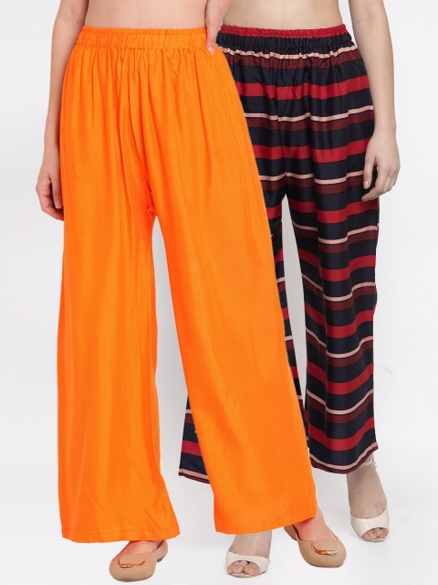 

TAG 7 Women Pack of 2 Wide Leg Palazzos, Black