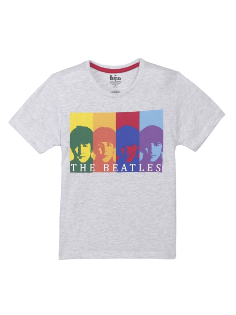 

Kids Ville Boys Grey Melange The Beatles Printed Round Neck Pure Cotton T-shirt