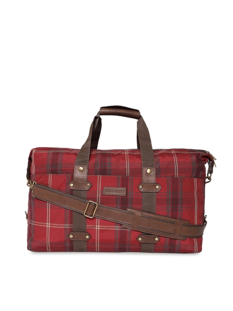 

Bags.R.us Unisex Maroon & Brown Checked 46 Litres Duffel Bag
