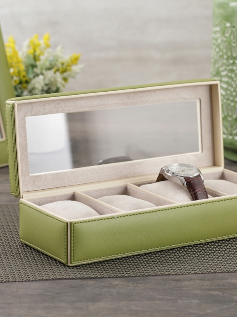 

Pure Home and Living Unisex Green & Cream-Coloured Watch Box