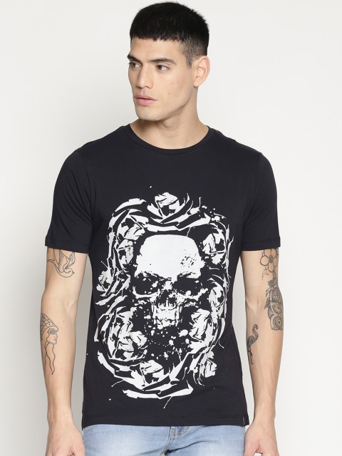 

IMPACKT Men Black Printed Round Neck T-shirt
