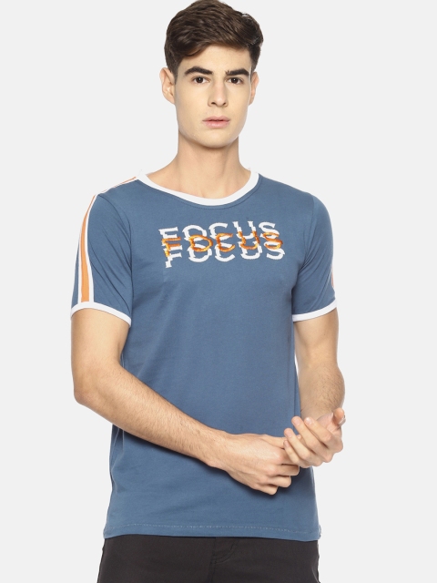 

IMPACKT Men Blue & White Printed Round Neck T-shirt