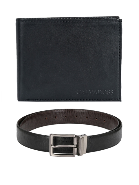 

Calvadoss Men Black & Brown Premium Belt and Wallet Set