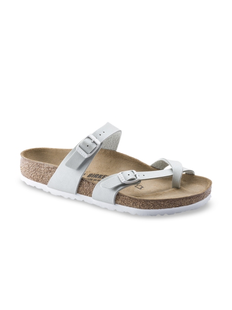 

Birkenstock Women Grey Mayari Birko-Flor Solid Narrow Width One Toe Flats