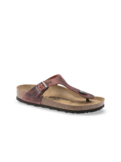 

Birkenstock Unisex Red Oiled Regular Width Leather Gizeh Sandals