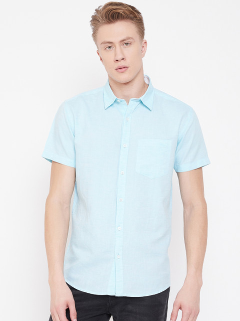 

METTLE Men Blue Regular Fit Solid Casual Shirt