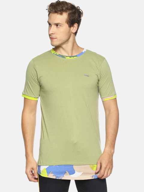 

IMPACKT Men Olive Green Solid Round Neck T-shirt
