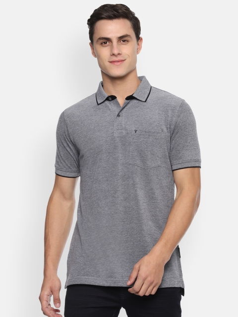Van Heusen Sport Men Grey Solid Polo Collar T-shirt