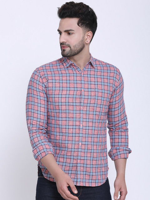 

Crosscreek Men Red & Blue Slim Fit Checked Casual Shirt