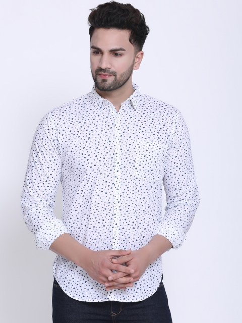 

Crosscreek Men White & Blue Slim Fit Printed Casual Shirt