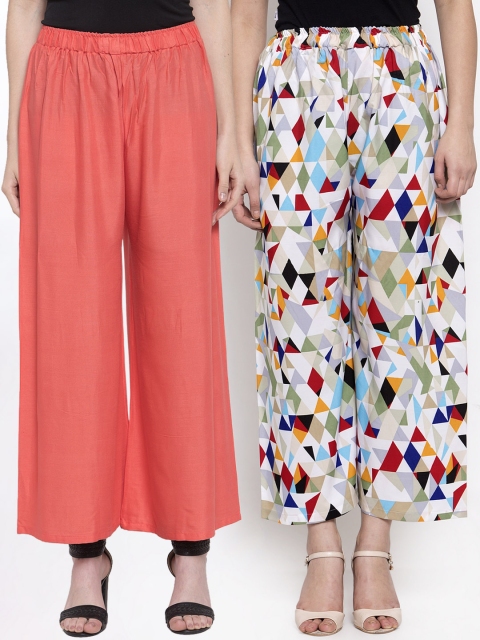 

TAG 7 Women Pack of 2 Wide Leg Palazzos, White