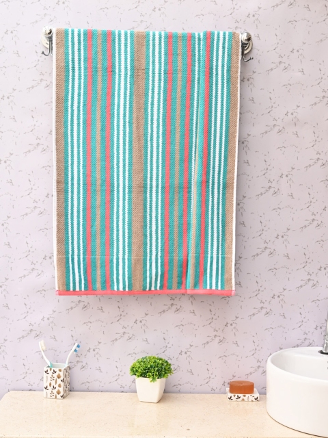 

Avira Home Unisex Blue Striped 500 GSM Bath Towel, Sea green