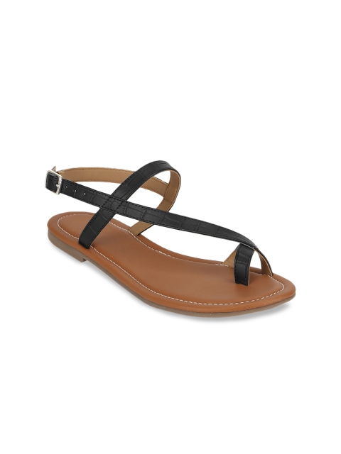 Truffle Collection Women Black Textured One Toe Flats