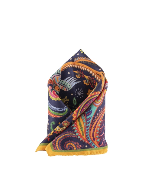 

The Tie Hub Blue & Yellow Printed Silk Pocket Square