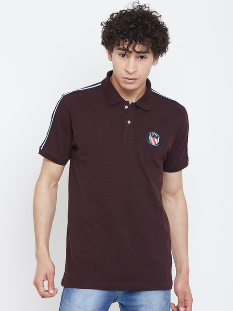 

Octave Men Burgundy Solid Polo Collar T-shirt