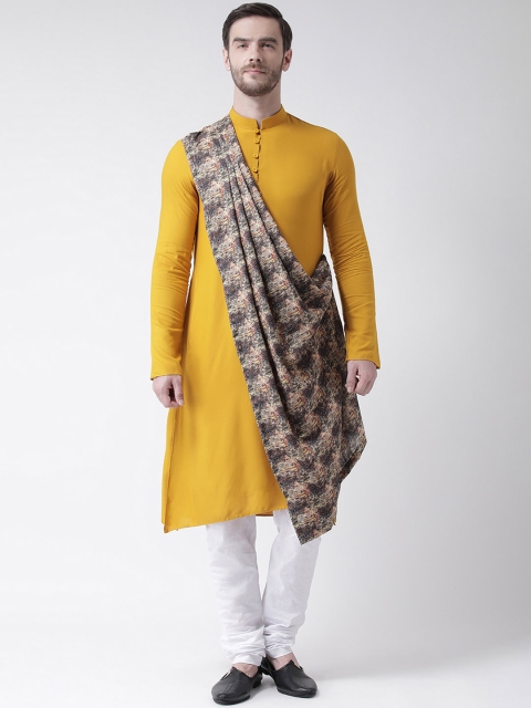 

DEYANN Men Yellow & Beige Printed Straight Kurta