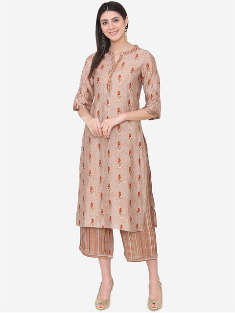 

Laabha Women Brown Printed Kurta with Palazzos