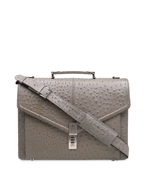 Da Milano Men Grey Textured Laptop Bag