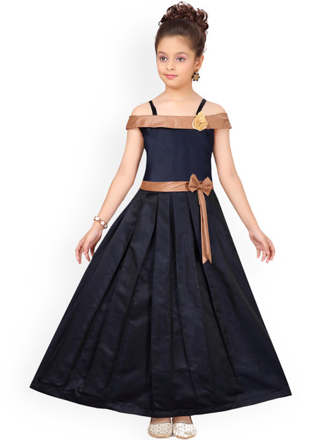 

Aarika Girls Navy Blue Colourblocked Maxi Dress