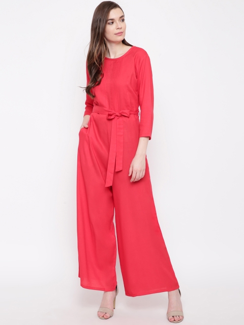 

FABNEST Women Pink Solid Basic Jumpsuit